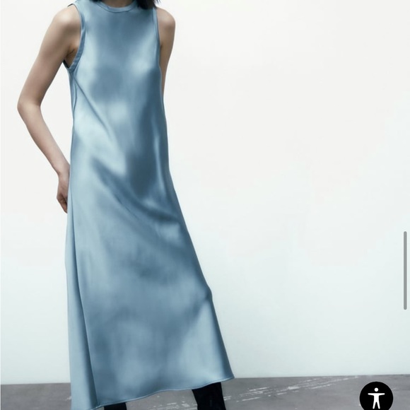 Zara Dresses & Skirts - Zara blue satin like dress